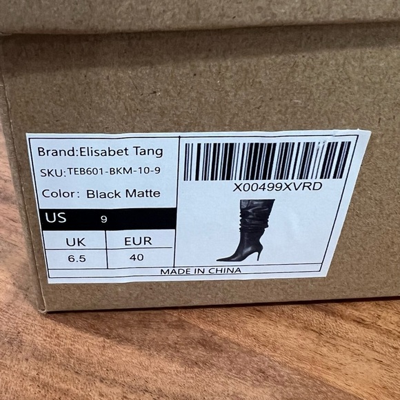 Elisabet Tang Knee High Boots Womens Black Matte PU 4 Inch Stiletto New - Picture 8 of 8